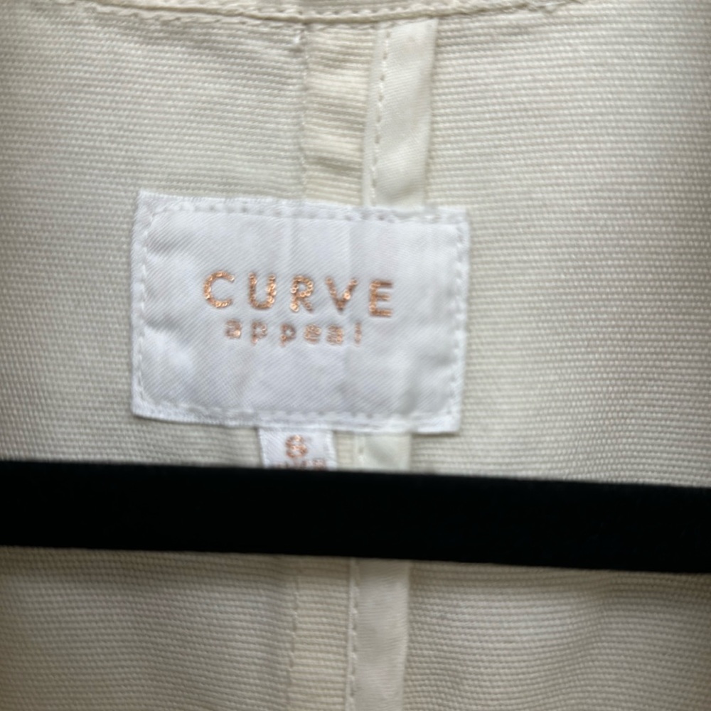 CURVE APPEAL Cream Cotton Soft Denim-Like Jacket Women’s Size Small - Picture 4 of 8